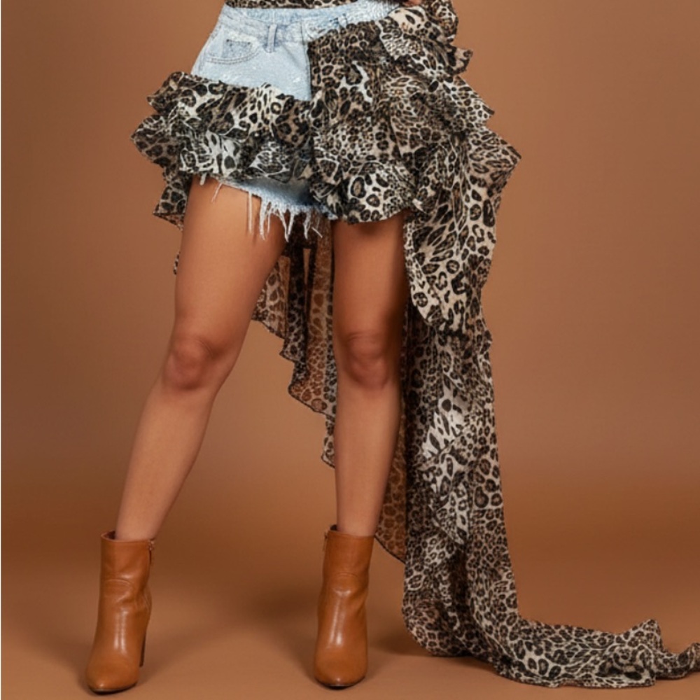 Asymmetrical Leopard Print Skirt